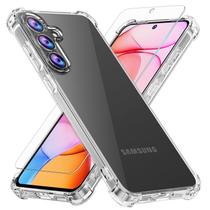 Capa para Samsung Galaxy S25 FE com película de vidro temperado, capa fina de TPU flexível e macia, resistente a impactos, para mulheres, homens, meninas e meninos (transparente)