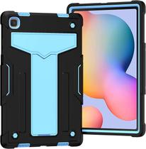 Capa para Samsung Galaxy Tab A7 10.4 lançada em 2020 T500 T505 Hybrid Shock-Absorbing Tough Rugged Heavy Duty Soft Silicone+Hard PC 3 Camadas Protective Combo Case com Kickstand - Preto e Azul
