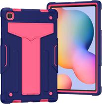 Capa para Samsung Galaxy Tab A7 10.4, lançada em 2020, T500 T505, resistente, resistente, resistente, resistente, silicone macio+PC rígido Capa protetora combinada de 3 camadas com suporte - Azul marinho e rosa choque Capa para Samsung Galaxy Tab A7 10.4, lançada em 2020, T500 T505, resistente, resistente, resistente, resistente, silicone macio+PC rígido Capa protetora combinada de 3 camadas com suporte - Azul marinho e rosa choque