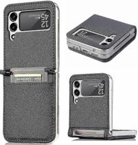 Capa para Samsung Galaxy Z Flip 3 5G 2021 em couro preta
