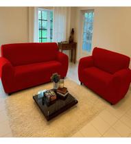 Capa Para Sofá 2 E 3 Lugares Elástica Protetora Ma Vermelho