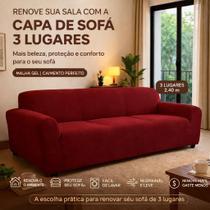 Capa Para Sofá 3 Lugares Malha Gel Arte Cazza