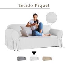 Capa para Sofá de 2 Lugares em Piquet Protetora Resistente Decoração Elegante Lisa Casa Sala