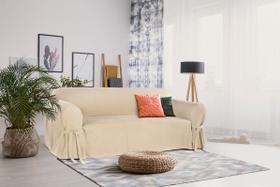 Capa para Sofá de 3 lugares até 2,10m em Brim Peletizado Elegante Macia Moderna Luxuosa Laços Confortável