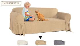 Capa para Sofá de 5 lugares até 2,80m em Acquablock Impermeável Pets Kids Decoração Sala Capa para Sofá de 5 lugares até 2,80m em Acquablock Impermeável Pets Kids Decoração Sala