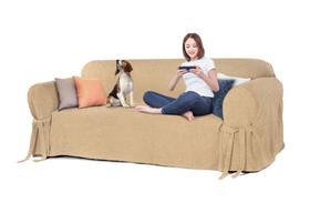 Capa para sofá de 6 lugares em Acquablock Impermeável Resistente Pet Criança Cachorro Gato Cor Crua - Brasileo