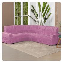 Capa para Sofá de Canto 6 Lugares Elasticada Lisa Malha