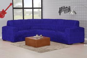 Capa Para Sofá de Canto Até 6 Lugares Azul Capa Para Sofá de Canto Até 6 Lugares Azul