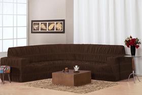 Capa para sofa de canto de 5/6 lugares marrom com elástico