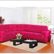 Capa para Sofa de Canto Elasticada Até 6 Lugar Malha Gel Pink