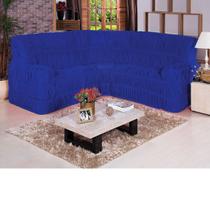 Capa para Sofá de Canto Tecido Malha Gel Elásticada - Azul Royal