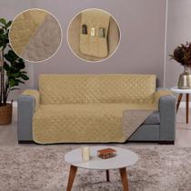 Capa para Sofa Dupla Face 2 Lugares Exclusiva Caqui-Palha Capa para Sofa Dupla Face 2 Lugares Exclusiva Caqui-Palha