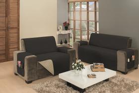 Capa para sofa king de 2 e 3 lugares impermeavel duas face resistente em viés e matelado ultrassonico + porta objetos largura dos assentos de 1,20m e