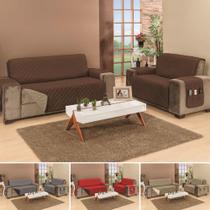 Capa para sofa king grande de 2 e 3 lugares + dupla face + porta objetos assentos de 1,20m e 1,80m