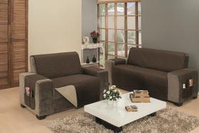 Capa para sofa king reclinavel ou fixo de 4 lugares em dupla face impermeavel em viés e matelado ultrassonico + porta objetos largura do assento de 2,