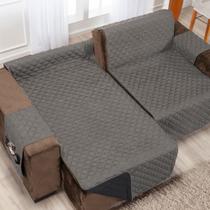 Capa para Sofa Retrátil 1,80m Dupla Face Cinza-Preto