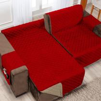 Capa para Sofa Retrátil 1,80m Dupla Face Vermelho-Caqui - Charme do Detalhe