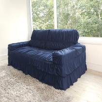 Capa Para Sofá Retrátil E Reclinável 2 Lugares Azul