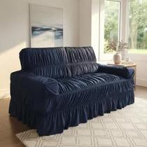 Capa Para Sofá Retrátil E Reclinável 3 Lugares Azul