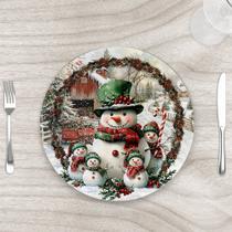 Capa para Sousplat 35cm Natal Boneco de Neve - Kit com 4