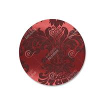 Capa para Sousplat em Tecido Jacquard Vermelho e Preto Medalhão Tradicional