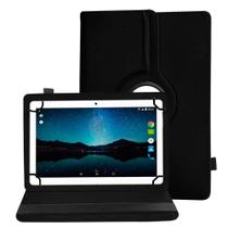 Capa Para Tablet de 10 Polegadas Couro Protetora Giratória Inclinável Premium de Todas Marcas Preta