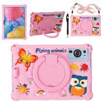 Capa para tablet Misenya Android ROWT A10 Pink Insects de 10,1 polegadas