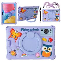 Capa para tablet Misenya Android ROWT A10 Purple Insects de 10,1 polegadas