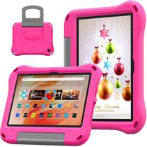 Capa para tablet Riaour Fire HD 10 Kids à prova de choque com suporte rosa