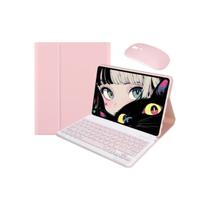 Capa Para Tablet Smart Keyboard E Mouse Sem Fio Rosa
