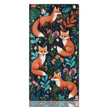 Capa para Talão de Cheques CASMONAL Estampa Floral de Raposa em Couro PU Capa para Talão de Cheques CASMONAL Estampa Floral de Raposa em Couro PU