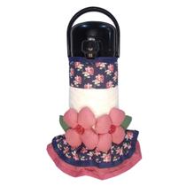 Capa para Térmica Modelo Invicta 1,8 litros com Flores e Babados Azul e Rosa