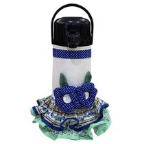 Capa para Térmica Modelo Invicta 1,8 litros com Flores e Babados Azul e Verde