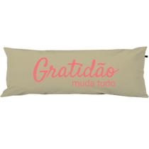 Capa Para Travesseiro De Corpo Body Pillow 40x130cm Gratidão Rosa