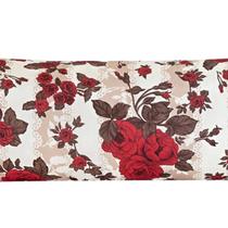 Capa Para Travesseiro De Corpo Xuxão Rafaela Estampada - Floral Vermelho/Marrom - Enxovais Aquarela