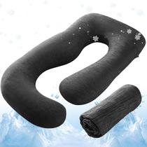 Capa para Travesseiro de Gravidez Refrescante Sasttie, Capa para Travesseiro Maternidade em U de 145 cm, Compatível com Travesseiros de 140 a 145 cm, Preto (Sem Travesseiro) Capa para Travesseiro de Gravidez Refrescante Sasttie, Capa para Travesseiro Maternidade em U de 145 cm, Compatível com Travesseiros de 140 a 145 cm, Preto (Sem Travesseiro)