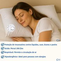 Capa para Travesseiro Impermeável Trisoft 50x70 Percal 200 fios Sem barulho Antialérgica Barreira eficaz contra Liquidos Suor Poeira