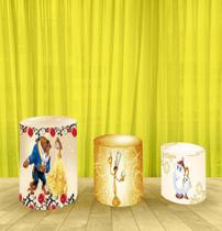 Capa Para Trio De Mesas Cilindro A Bela e a Fera Kit 3 Capas - Fantasia Bras