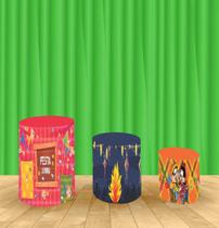 Capa Para Trio De Mesas Cilindro Chico Bento Kit 3 Capas - Fantasia Bras Capa Para Trio De Mesas Cilindro Chico Bento Kit 3 Capas - Fantasia Bras