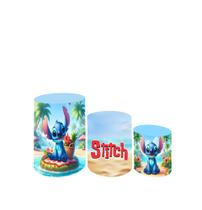 Capa Para Trio De Mesas Cilindro Decoração Stitch Kit C/ 3 Capa Para Trio De Mesas Cilindro Decoração Stitch Kit C/ 3