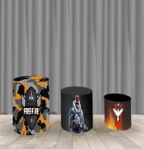 Capa Para Trio De Mesas Cilindro Free Fire Kit 3 Capas - Fantasia Bras Capa Para Trio De Mesas Cilindro Free Fire Kit 3 Capas - Fantasia Bras