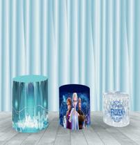 Capa Para Trio De Mesas Cilindro Frozen Kit 3 Capas - Fantasia Bras Capa Para Trio De Mesas Cilindro Frozen Kit 3 Capas - Fantasia Bras