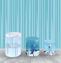 Capa Para Trio De Mesas Cilindro Frozen Kit 3 Capas - Fantasia Bras Capa Para Trio De Mesas Cilindro Frozen Kit 3 Capas - Fantasia Bras