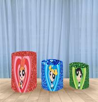 Capa Para Trio De Mesas Cilindro Meninas Superpoderosas Kit 3 Capas