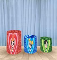 Capa Para Trio De Mesas Cilindro Meninas Superpoderosas Kit 3 Capas Capa Para Trio De Mesas Cilindro Meninas Superpoderosas Kit 3 Capas