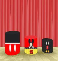 Capa Para Trio De Mesas Cilindro Mickey Kit 3 Capas - Fantasia Bras Capa Para Trio De Mesas Cilindro Mickey Kit 3 Capas - Fantasia Bras