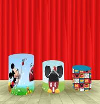 Capa Para Trio De Mesas Cilindro Mickey Kit 3 Capas - Fantasia Bras