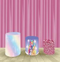 Capa Para Trio De Mesas Cilindro My Little Poney Kit 3 Capas - Fantasia Bras