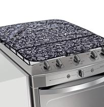 Capa Para Vidro De Fogão 4 Bocas Preto e Branco Capa Para Vidro De Fogão 4 Bocas Preto e Branco