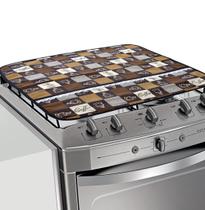 Capa Para Vidro De Fogão 5 Ou 6 Bocas Café Capa Para Vidro De Fogão 5 Ou 6 Bocas Café